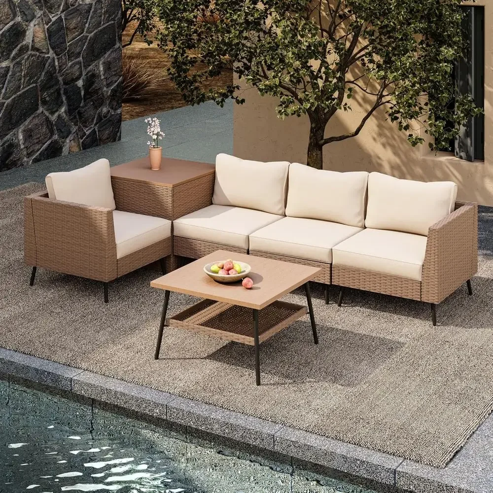 Outdoor Furniture With Storage For Cushions - Juego de muebles de patio para