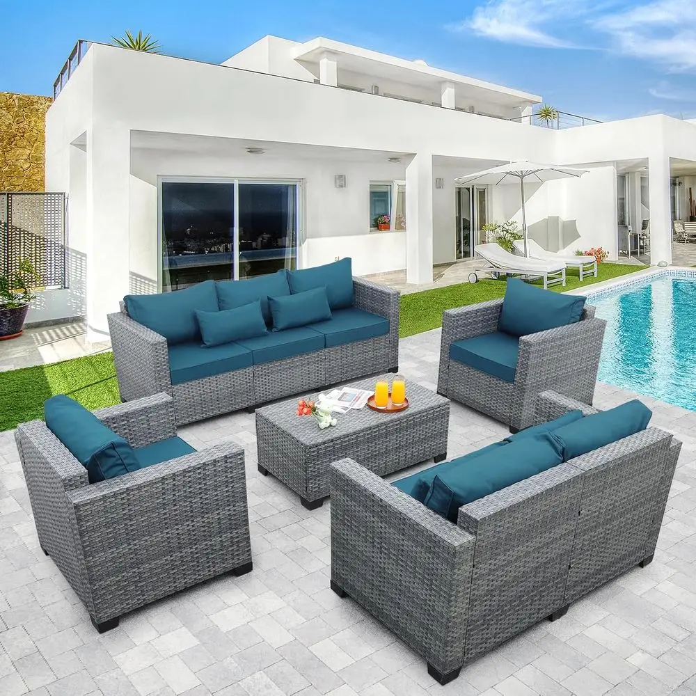 Outdoor Furniture With Storage For Cushions - Juego de muebles de mimbre para
