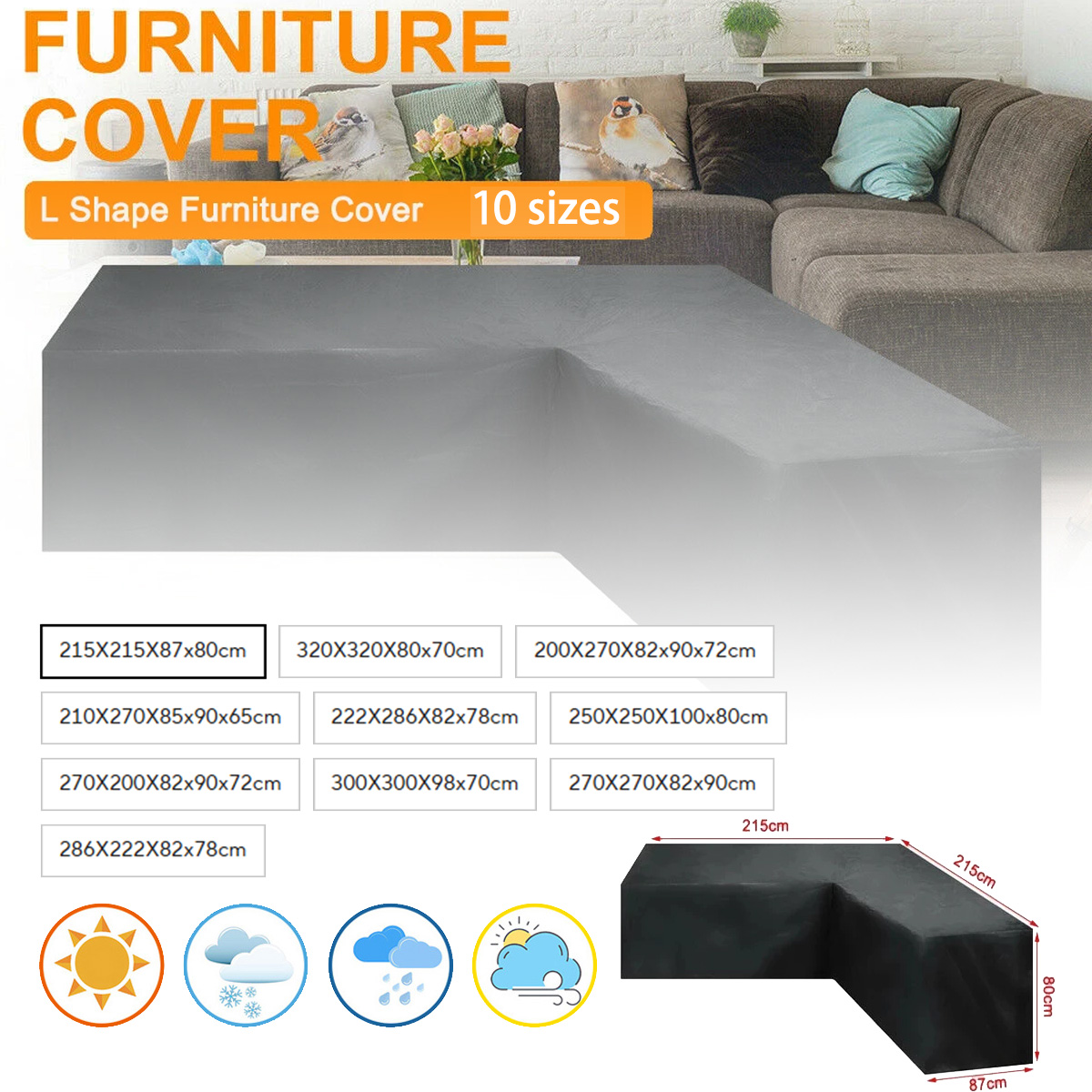 Outdoor Furniture L Shape - Funda Impermeable para Muebles en Forma