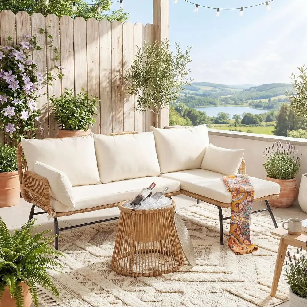 Outdoor Furniture L Shape - Conjunto de Muebles de Patio Estilo