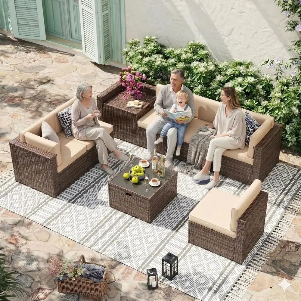 Outdoor Furniture With Storage For Cushions - Juego de Muebles de Mimbre para