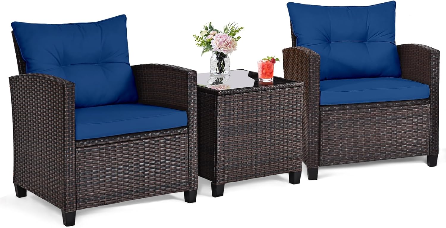 Outdoor Furniture Weatherproof - Conjunto bistro de mimbre de ratán
