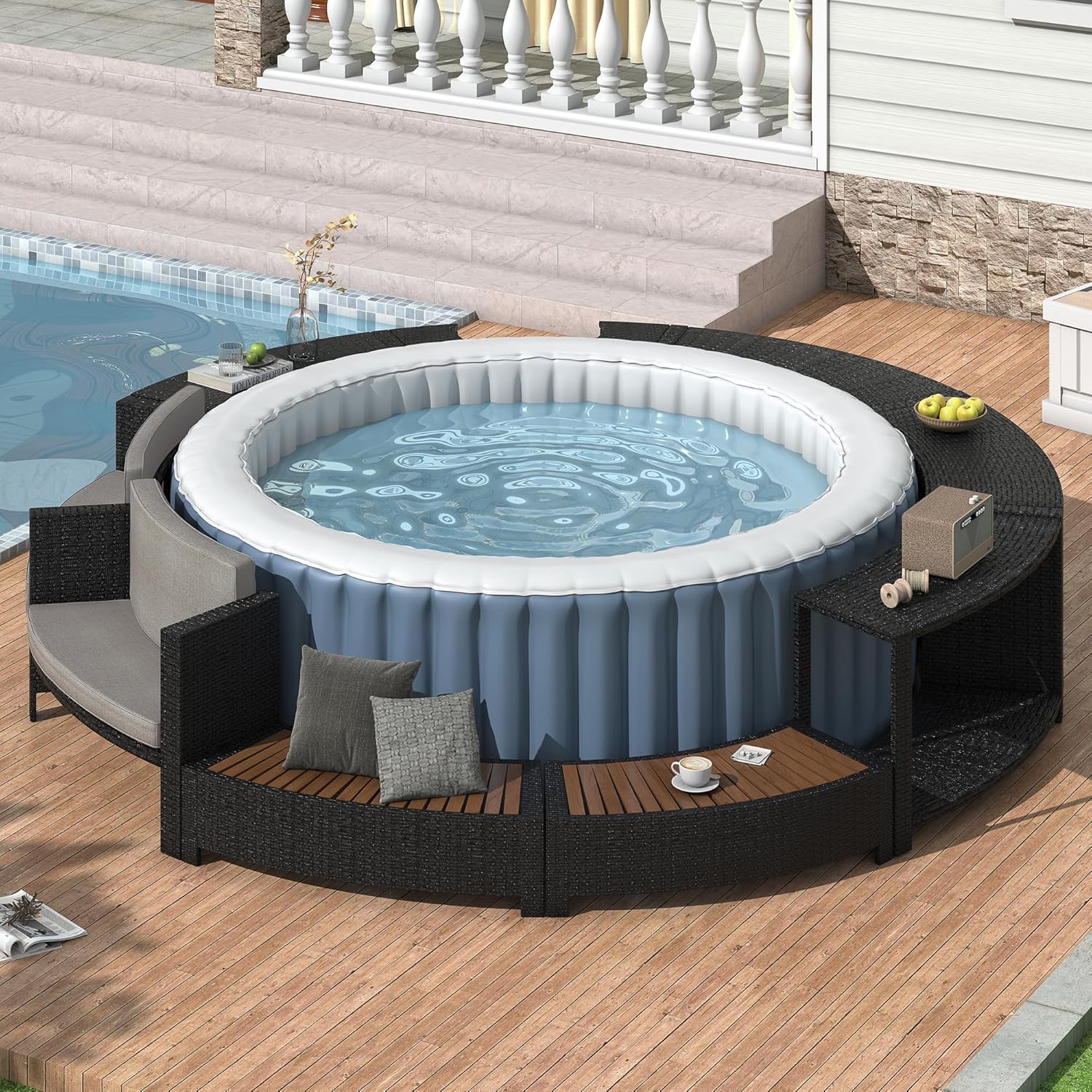 Conjunto de Sofás de Ratán par - Outdoor Furniture With Storage For Cushions reseña y precio