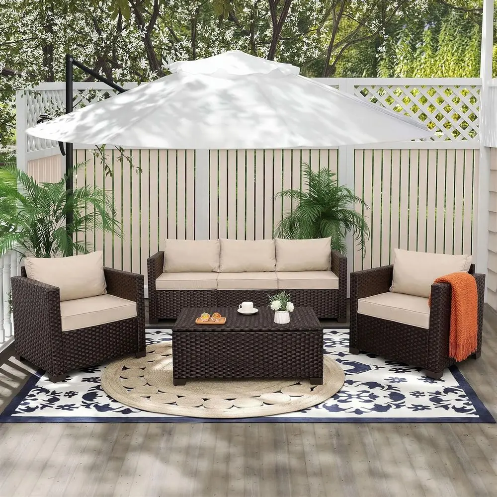 Juego de Muebles de Patio de 4 - Outdoor Furniture With Storage For Cushions reseña y precio
