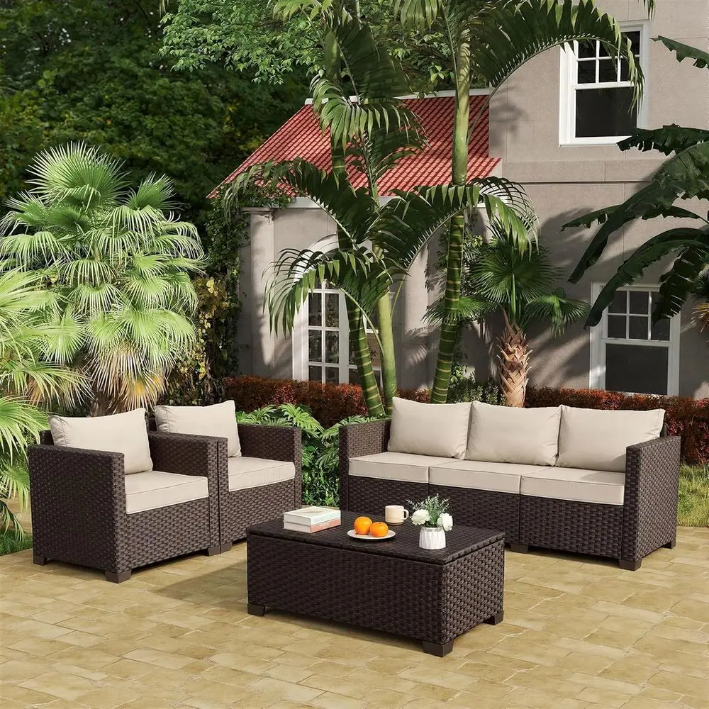 Juego de Muebles de Patio de 4 - Outdoor Furniture With Storage For Cushions reseña y precio
