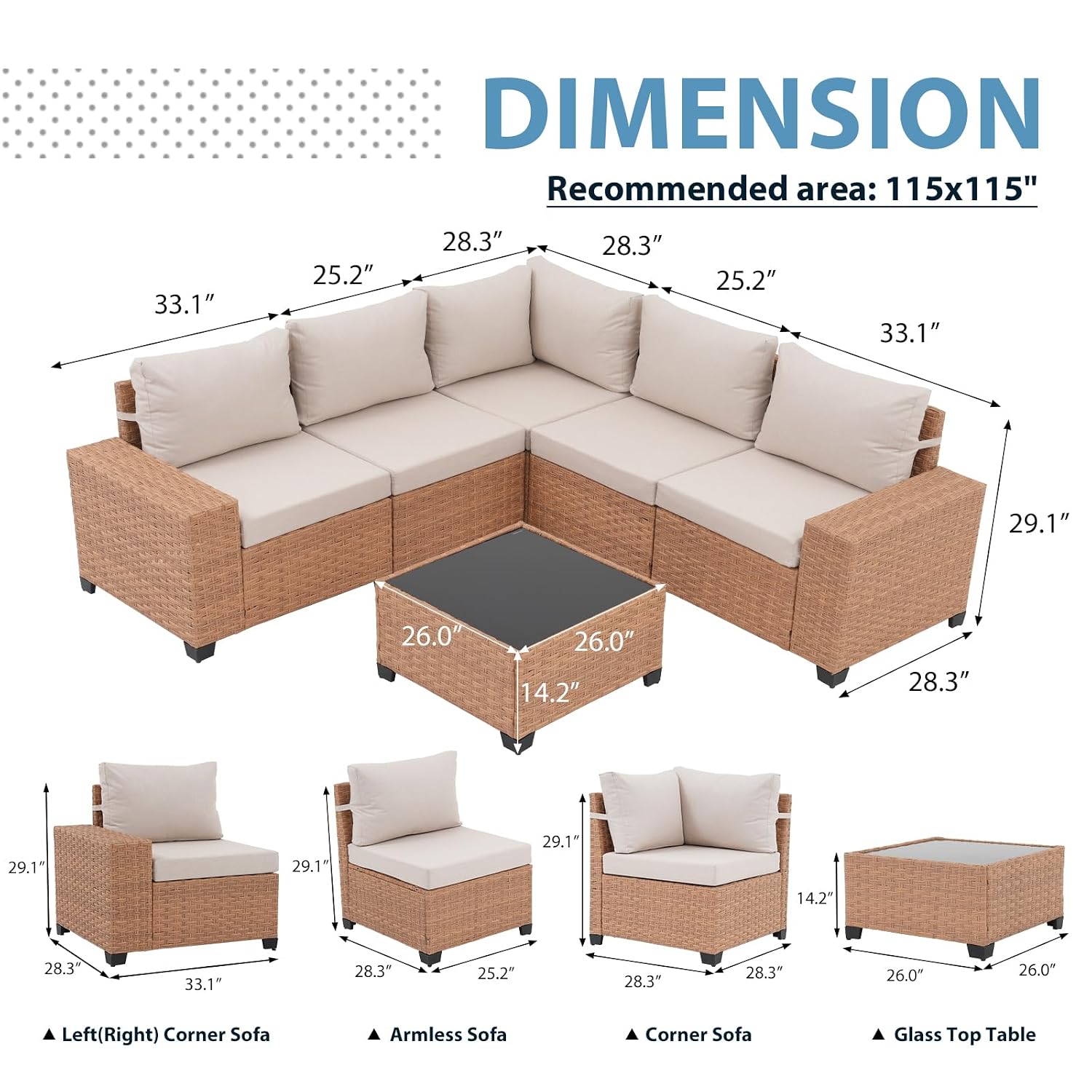 Juego de muebles de patio de 6 - Outdoor Furniture L Shape reseña y precio