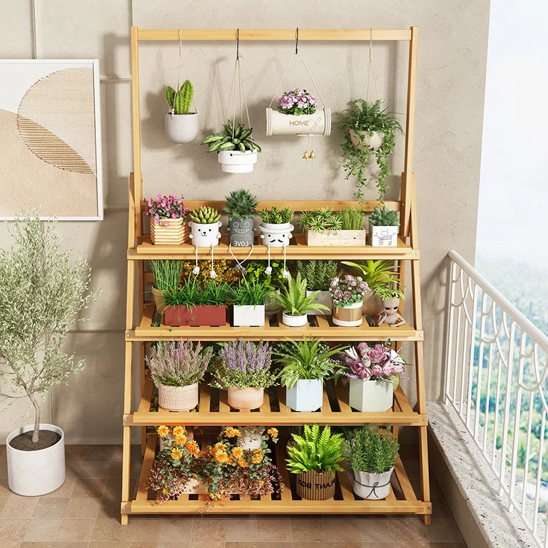 Estante de flores de madera ma - Outdoor Furniture Designer reseña y precio