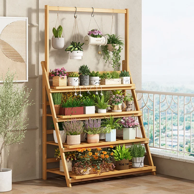 Estante de flores de madera ma - Outdoor Furniture Designer reseña y precio