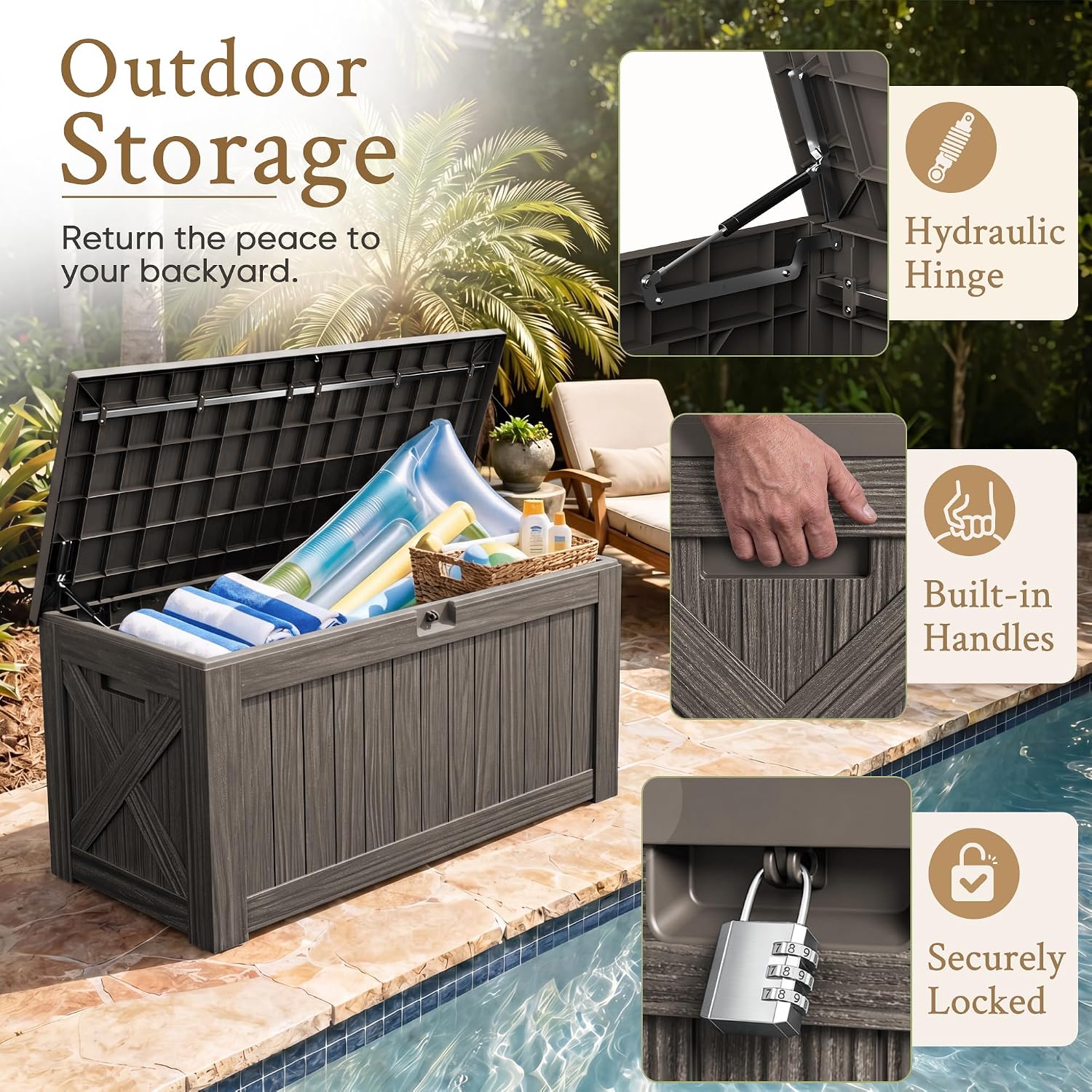 Caja de almacenamiento grande  - Outdoor Furniture With Storage For Cushions reseña y precio