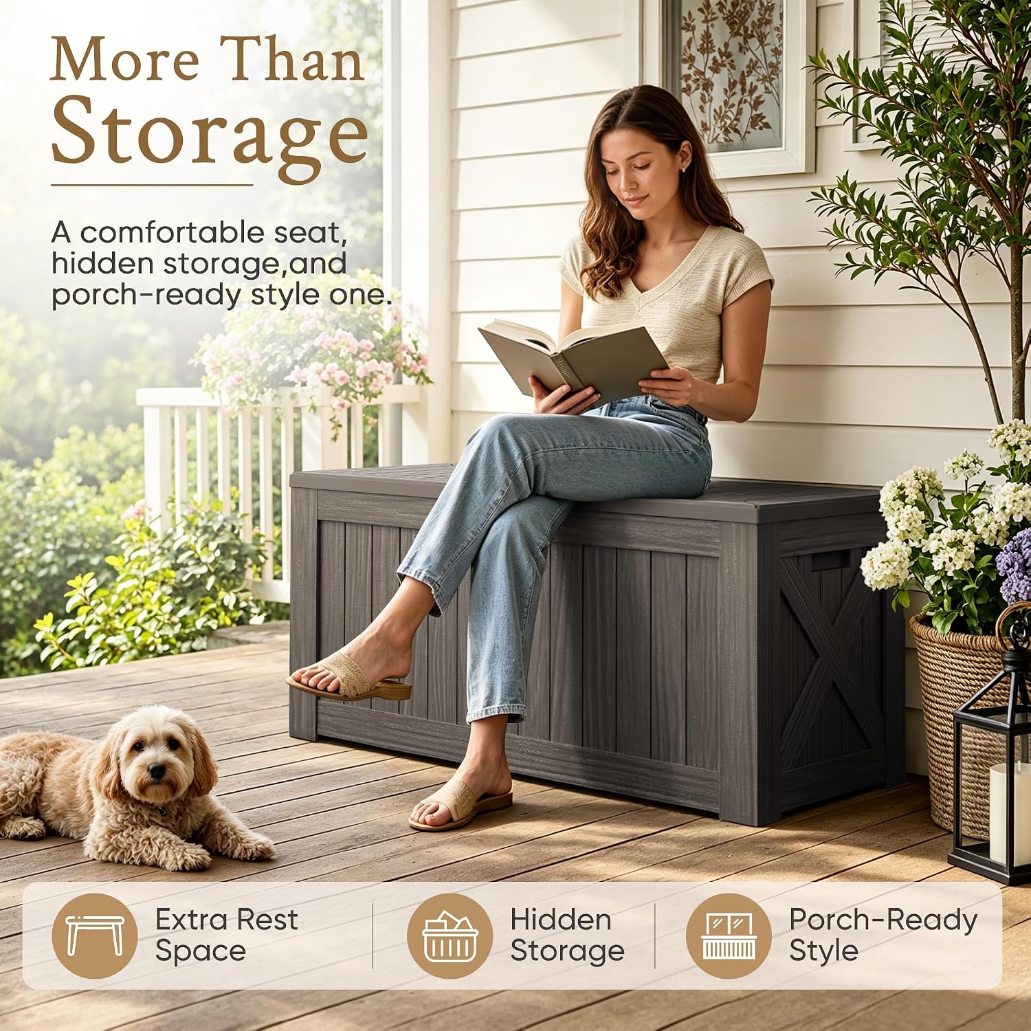 Caja de almacenamiento grande  - Outdoor Furniture With Storage For Cushions reseña y precio