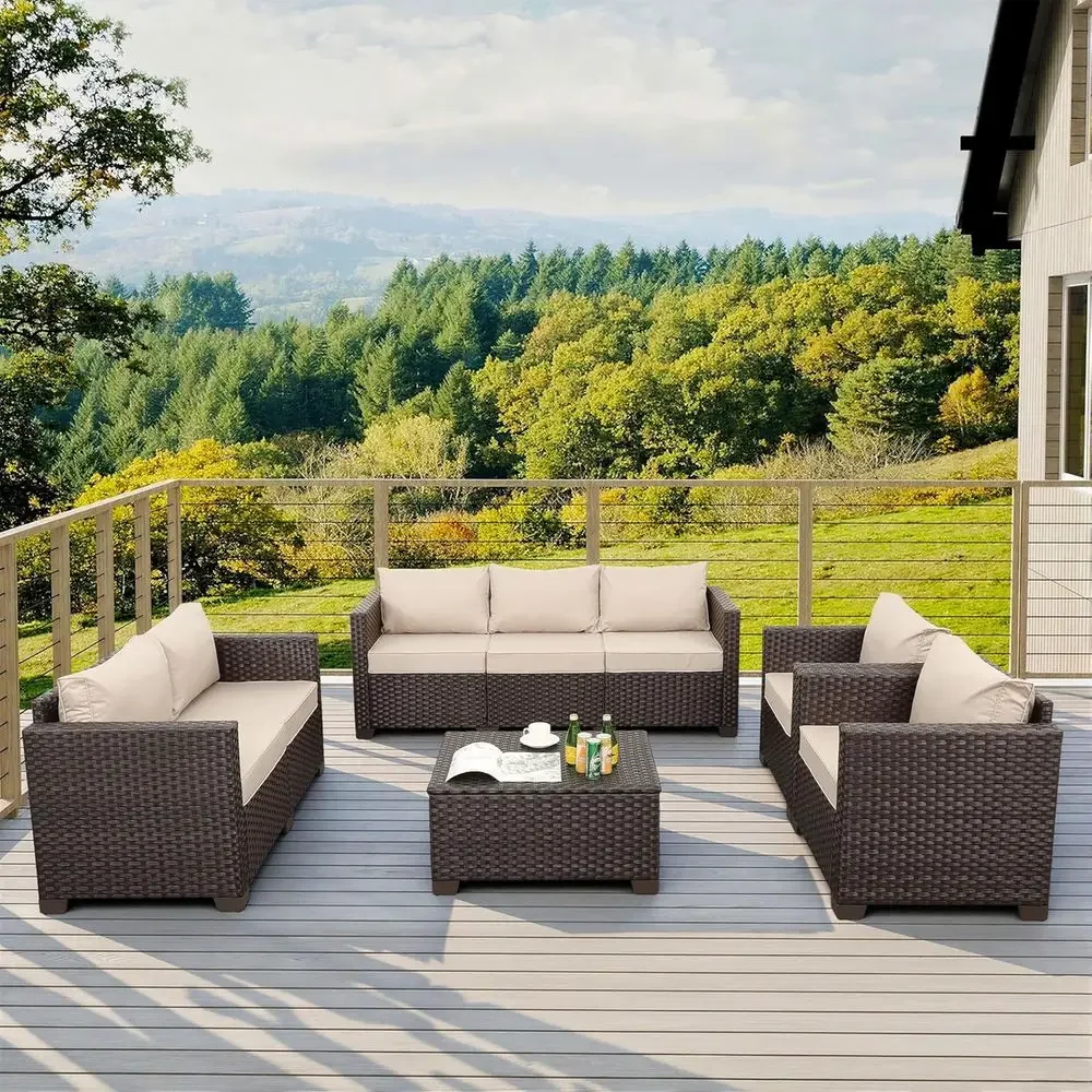 Juego de muebles de patio de 5 - Outdoor Furniture With Storage For Cushions reseña y precio