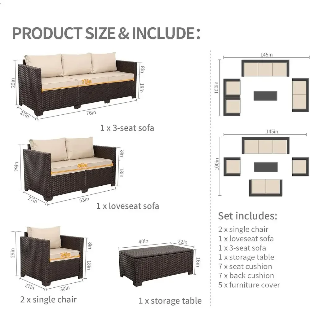 Juego de muebles de patio de 5 - Outdoor Furniture With Storage For Cushions reseña y precio