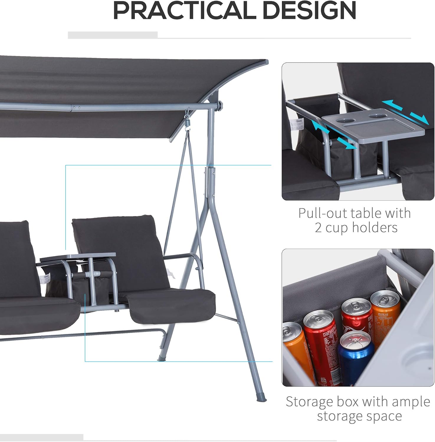 Columpio de porche para 2 pers - Outdoor Furniture With Storage For Cushions reseña y precio