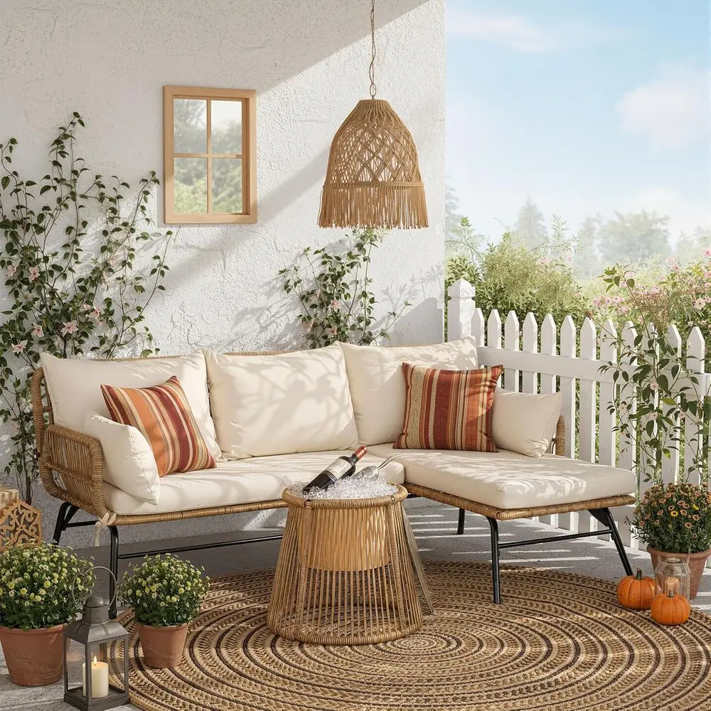 Conjunto de Muebles de Patio E - Outdoor Furniture L Shape reseña y precio
