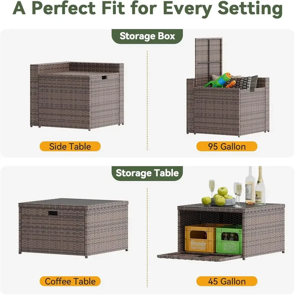 Juego de Muebles de Mimbre par - Outdoor Furniture With Storage For Cushions reseña y precio